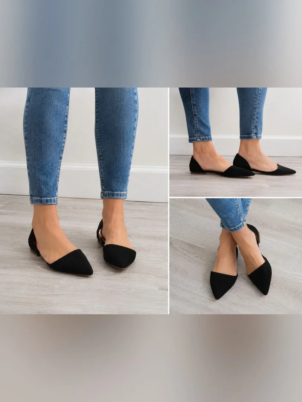 J.Crew Black Suede D'Orsay Pointed Toe Flats Women's Size 7.5